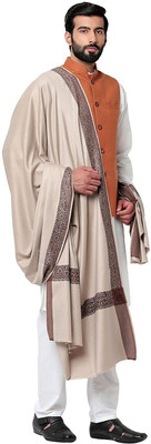 Braid N Cord Polyester Wool Blend Self Design Men Shawl(Grey)
