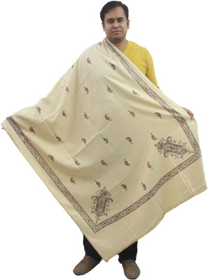 KAVIM Wool Printed Men Shawl(White)