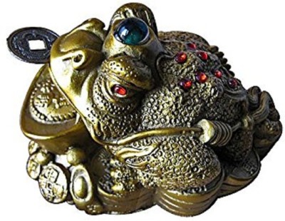 numeroastro Feng Shui Three Leg King Money Frog With Coin For Wealth & Prosperity (7 Cms) (Small) Decorative Showpiece  -  5 cm(Polyresin, Gold)