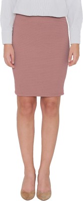 NITEIN Solid Women Pencil Pink Skirt