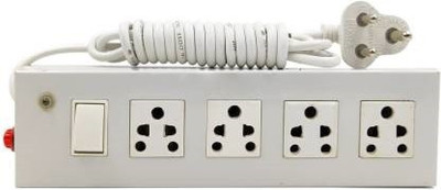 OAX Extension Board 4+1 Metal Body Multi Plug Points Universal Sockets With Single Switch Strip, LED Indicator (White) 6 A Three Pin Socket I Extension Board 4 Socket Extension Boards (Grey) 4  Socket Extension Boards(Grey, 4 m)