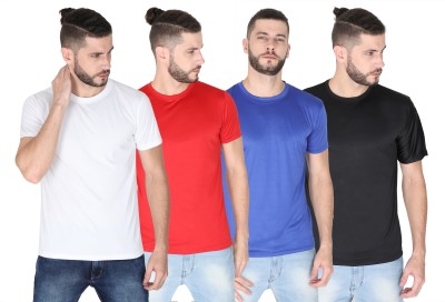 CNMN Sporty Men Round Neck Red, White, Blue, Black T-Shirt