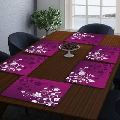 Dakshya Industries Rectangular Pack of 6 Table Placemat(Purple, White, PVC)