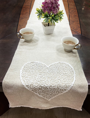 INERTIA White 182.88 cm Table Runner(Cotton)