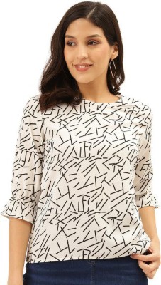 Style Quotient Casual 3/4 Sleeve Printed Women White Top