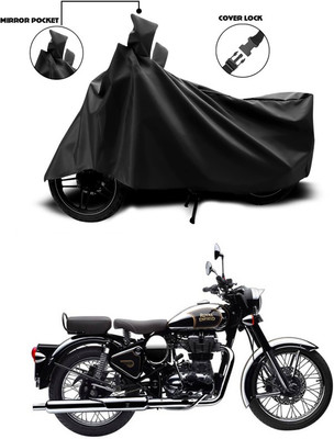 SEBONGO Waterproof Two Wheeler Cover for Royal Enfield(Classic Chrome, Black)