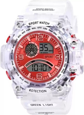 EXCROP Spots watch with light,Alarm,or stoch watch..etc SP0002TP Transparent Staps Digital Watch  - For Boys