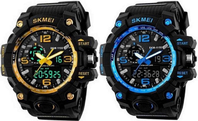 Shree Anjani Fashion 1155 blue yellow Sports Analog Analog-Digital Watch - For Men