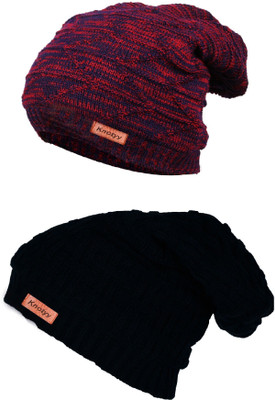 Knotyy Solid Beanie Cap(Pack of 2)