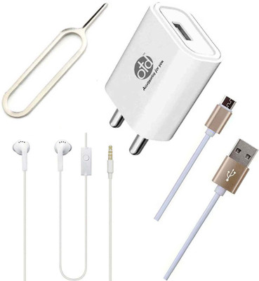 OTD Wall Charger Accessory Combo for Tecno Spark Power 2 Air, Titan T54, TP-LINK Neffos C5, TYMES Y5DT(White, Gold)