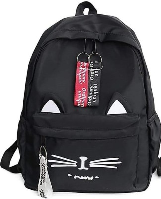 KGN COLLECTION Cat Face Design School College Bag For Girls Black School Bag(Black, 10 L)