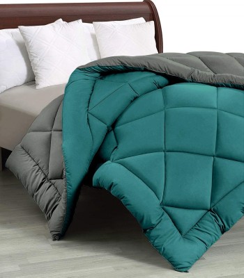 SIE STORE Self Design Double Comforter for  Mild Winter(Microfiber, Teal, Grey)