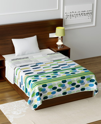 sentiments Printed Single Dohar for  AC Room(Cotton, Green)