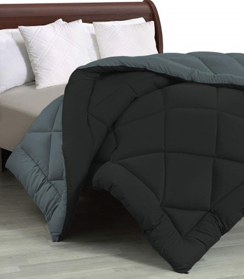 TUNDWAL'S Solid Double Comforter for  Heavy Winter(Microfiber, Black & Ash Grey)