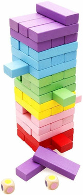 N2J2 SHOP 51 Piece Wooden Puzzles Block Building Construction Blocks for Kid Creativity Tumbling Tower Educational Puzzle Mind Math Challange Game Toy For Kids Little Engineer(Multicolor)