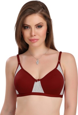 MyCare FEM-M-029 Girls T-Shirt Non Padded Bra(Maroon, Grey)