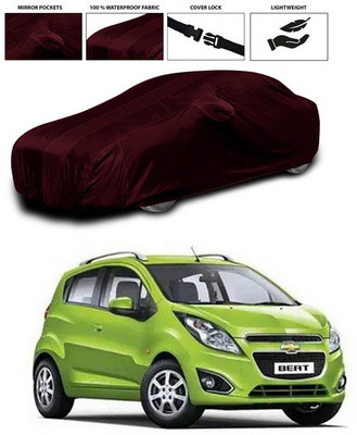 ANTHUB Car Cover For Chevrolet Beat (With Mirror Pockets)(Maroon)