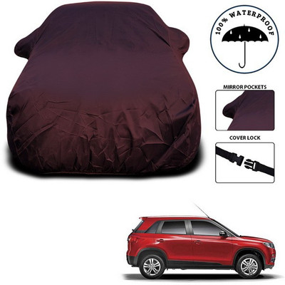 SEBONGO Car Cover For Maruti Suzuki Vitara Brezza Facelift (With Mirror Pockets)(Maroon)