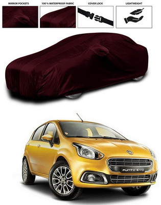 ANTHUB Car Cover For Fiat Punto Evo (With Mirror Pockets)(Maroon)