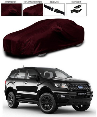 SEBONGO Car Cover For Ford Endeavour (With Mirror Pockets)(Maroon)