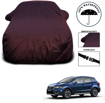 SEBONGO Car Cover For Maruti Suzuki S-Cross (With Mirror Pockets)(Maroon)
