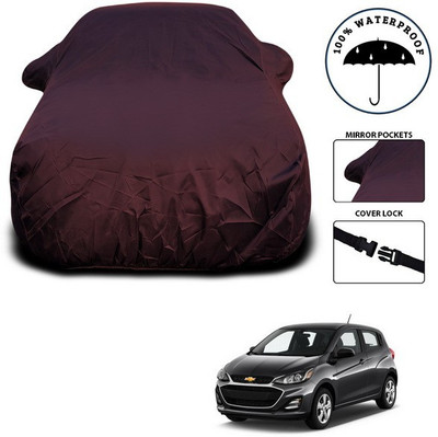 SEBONGO Car Cover For Chevrolet Spark (With Mirror Pockets)(Maroon)