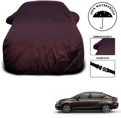SEBONGO Car Cover For Honda City ZX (With Mirror Pockets)(Maroon)