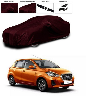 ANTHUB Car Cover For Nissan Go (With Mirror Pockets)(Maroon)