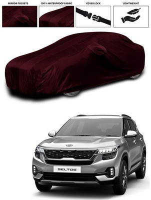 ANTHUB Car Cover For Kia SELTOS (With Mirror Pockets)(Maroon)