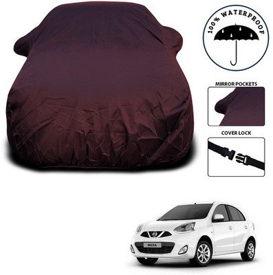 ANTHUB Car Cover For Nissan Micra Active (With Mirror Pockets)(Maroon)