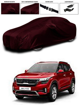 ANTHUB Car Cover For Kia SELTOS (With Mirror Pockets)(Maroon)