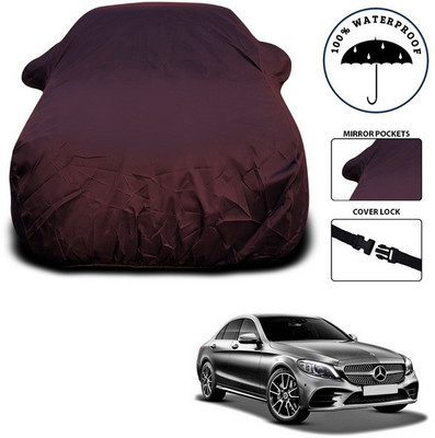 ANTHUB Car Cover For Mercedes Benz Universal For Sedan (With Mirror Pockets)(Maroon)