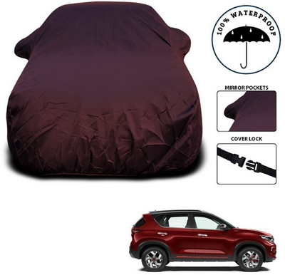 ANTHUB Car Cover For Kia Sonet (With Mirror Pockets)(Maroon)