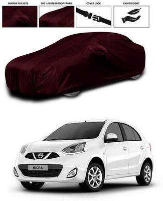 SEBONGO Car Cover For Nissan Micra Active (With Mirror Pockets)(Maroon)