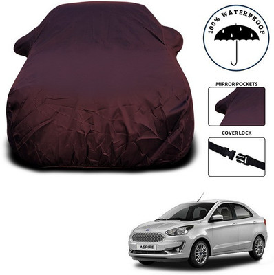 ANTHUB Car Cover For Ford Figo Aspire (With Mirror Pockets)(Maroon)