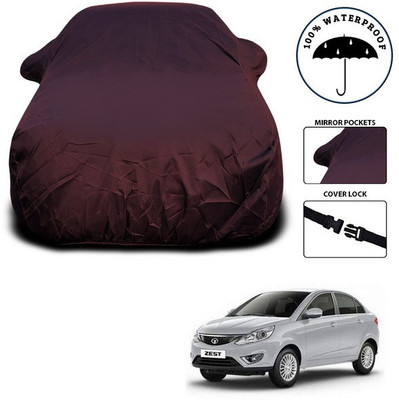 ANTHUB Car Cover For Tata Zest (With Mirror Pockets)(Maroon)
