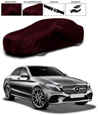 SEBONGO Car Cover For Mercedes Benz Universal For Sedan (With Mirror Pockets)(Maroon)