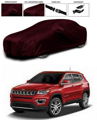 SEBONGO Car Cover For Jeep Compass Facelift (With Mirror Pockets)(Maroon)