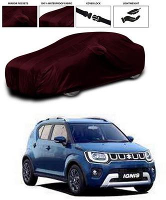 ANTHUB Car Cover For Maruti Suzuki Ignis (With Mirror Pockets)(Maroon)