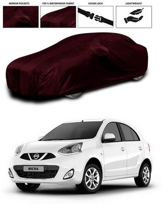 ANTHUB Car Cover For Nissan Micra (With Mirror Pockets)(Maroon)