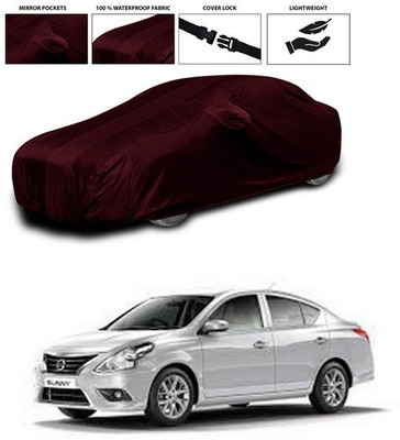 ANTHUB Car Cover For Nissan Sunny (With Mirror Pockets)(Maroon)