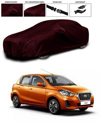 ANTHUB Car Cover For Nissan Go (With Mirror Pockets)(Maroon)