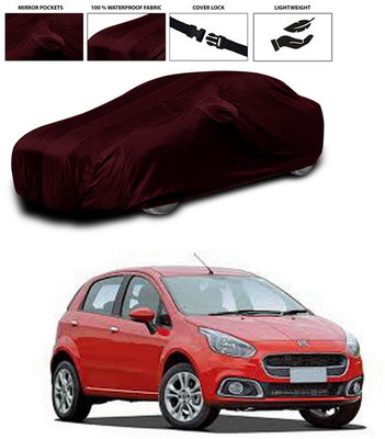 ANTHUB Car Cover For Fiat Punto Evo (With Mirror Pockets)(Maroon)