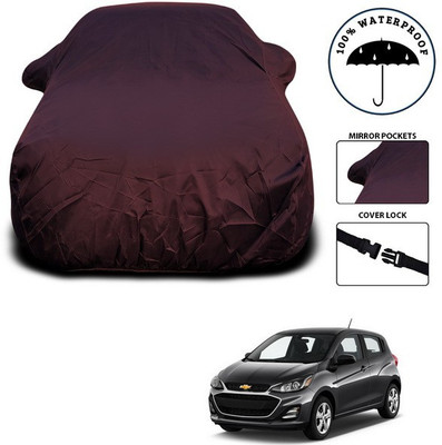 SEBONGO Car Cover For Chevrolet Spark (With Mirror Pockets)(Maroon)
