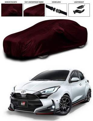 ANTHUB Car Cover For Toyota Yaris (With Mirror Pockets)(Maroon)