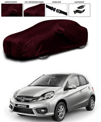 ANTHUB Car Cover For Honda Brio (With Mirror Pockets)(Maroon)