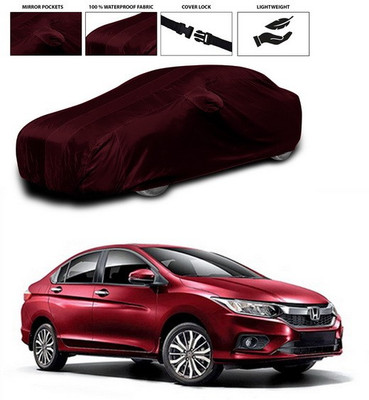 ANTHUB Car Cover For Honda City Facelift (With Mirror Pockets)(Maroon)