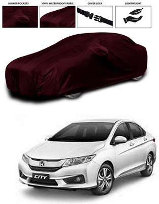 SEBONGO Car Cover For Honda City i-Vtec (With Mirror Pockets)(Maroon)