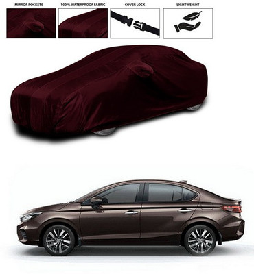 SEBONGO Car Cover For Honda City ZX (With Mirror Pockets)(Maroon)