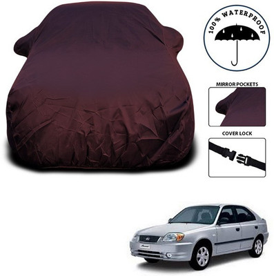 SEBONGO Car Cover For Hyundai Accent Viva (With Mirror Pockets)(Maroon)